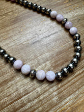 Load image into Gallery viewer, Faceted Kunzite &amp; Sterling Silver Necklace – 8 mm Pearls – 20 Inch