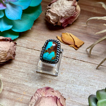 Load image into Gallery viewer, MJ Trapezoid Blue Turquoise Adjustable Sterling Silver Ring