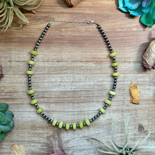 Load image into Gallery viewer, Faceted Lemon Jade &amp; Sterling Silver Pearl Necklace