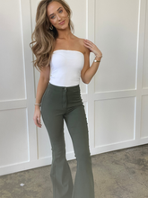 Load image into Gallery viewer, Fiona High Waisted Bell Bottom Flare Jeans - Olive