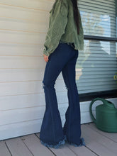 Load image into Gallery viewer, Farrah Denim Distressed High Waisted Flares - Dark Wash