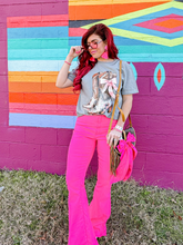 Load image into Gallery viewer, Fiona High Waisted Bell Bottom Flare Jeans - Pink
