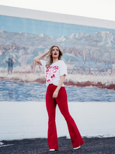 Load image into Gallery viewer, Fiona High Waisted Bell Bottom Flare Jeans - Red