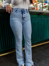 Load image into Gallery viewer, Keep Up Flare Acid/Dark Wash Jeans