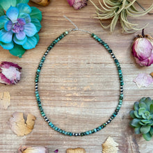 Load image into Gallery viewer, African Turquoise &amp; Sterling Pearl Necklace 19”