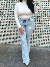 Load image into Gallery viewer, Keep Up Flare Acid/Dark Wash Jeans