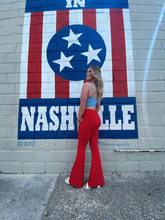 Load image into Gallery viewer, Fiona High Waisted Bell Bottom Flare Jeans - Red