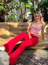 Load image into Gallery viewer, Fiona High Waisted Bell Bottom Flare Jeans - Red