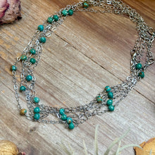 Load image into Gallery viewer, Turquoise Nugget &amp; Heart Chain Necklace
