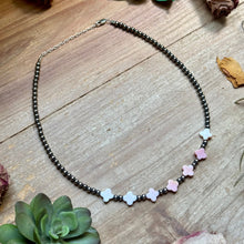 Load image into Gallery viewer, Pink Conch Flower &amp; Sterling Silver Pearl Necklace