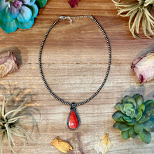 Load image into Gallery viewer, ***FREE Sterling Silver Pearl Necklace + MJ Red Spiny Oyster Teardrop Charm