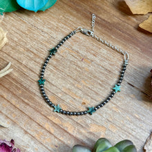 Load image into Gallery viewer, African Turquoise Onyx Star Bracelet with Sterling Silver Pearls