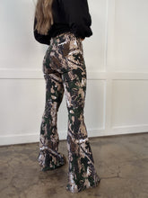 Load image into Gallery viewer, Fiona High Waisted Bell Bottom Flare Jeans - Woodland Green Camo