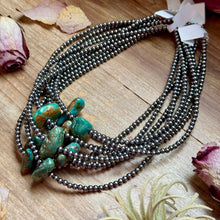 Load image into Gallery viewer, 16” Green &amp; Brown Turquoise Necklace – Sterling Silver