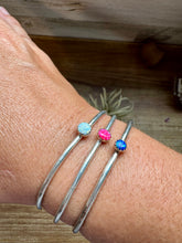 Load image into Gallery viewer, Small Opal Cuff Bracelet – Choice of Pink, Blue, or White – Sterling Silver