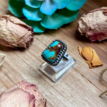 Load image into Gallery viewer, MJ Trapezoid Blue Turquoise Adjustable Sterling Silver Ring