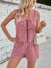 Load image into Gallery viewer, PREORDER - Gingham Print Tie Front Top and Shorts Set