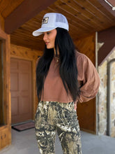 Load image into Gallery viewer, Fiona High Waisted Bell Bottom Flare Jeans - Moss Brown Camo