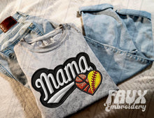 Load image into Gallery viewer, FAUX Varsity Mama Sweatshirt