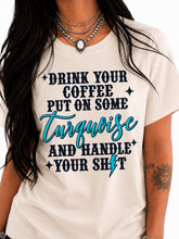 Load image into Gallery viewer, Coffee &amp; Turquoise Western Graphic Tee