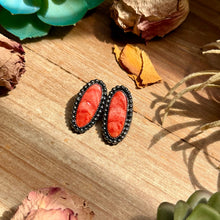 Load image into Gallery viewer, MJ Red Spiny Oyster Long Oval Stud Earrings with Beaded Wire