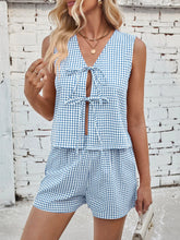Load image into Gallery viewer, PREORDER - Gingham Print Tie Front Top and Shorts Set