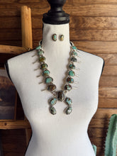 Load image into Gallery viewer, The Sonoran Gold Squash Blossom Necklace with Earrings