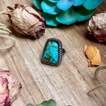 Load image into Gallery viewer, MJ Trapezoid Blue Turquoise Sterling Silver Ring – Size 7