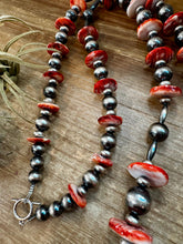 Load image into Gallery viewer, NFR Collection Necklace – Graduated Spiny Oyster &amp; Sterling Silver Pearls 45"