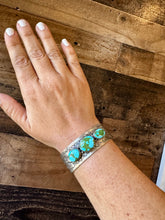 Load image into Gallery viewer, Cuff - Sterling silver Cuff Bracelet with 3 stone Sonoran gold turquoise