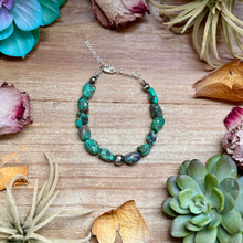 Load image into Gallery viewer, Turquoise Nugget Bracelet with Sterling Silver Pearls – 7” + Extender