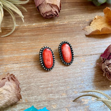 Load image into Gallery viewer, Red Spiny Oyster Beaded Border Stud Earrings – Option 1