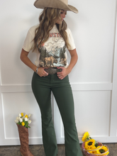 Load image into Gallery viewer, Fiona High Waisted Bell Bottom Flare Jeans - Olive