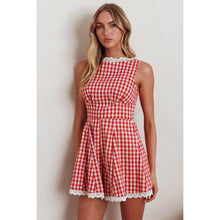 Load image into Gallery viewer, HIGH NECKLINE GINGHAM ROMPER