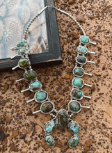 Load image into Gallery viewer, The Sonoran Gold Squash Blossom Necklace with Earrings
