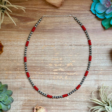 Load image into Gallery viewer, 18-Inch Red Coral &amp; Sterling Silver Pearl Necklace