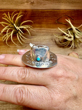 Load image into Gallery viewer, Adjustable Cowboy Hat Ring – Kingman Turquoise – Sterling Silver – Navajo Handmade by Robby Manuelito – USA