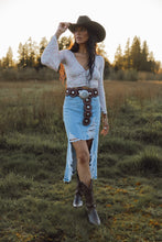 Load image into Gallery viewer, Harper Heavily Distressed Denim Maxi Skirt
