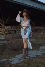 Load image into Gallery viewer, Harper Heavily Distressed Denim Maxi Skirt