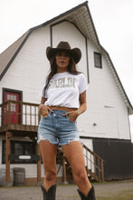 Load image into Gallery viewer, Lindsey Asymmetrical Distressed Shorts- Medium Wash