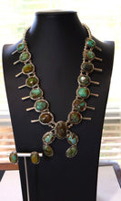Load image into Gallery viewer, The Sonoran Gold Squash Blossom Necklace with Earrings