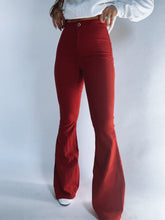 Load image into Gallery viewer, Fiona High Waisted Bell Bottom Flare Jeans -  Burgundy