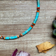 Load image into Gallery viewer, Turquoise &amp; Spiny Oyster Heishi Necklace – 14”