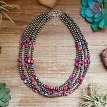 Load image into Gallery viewer, 19.5-Inch Pink Mojave-Style Turquoise &amp; Sterling Silver Pearl Necklace