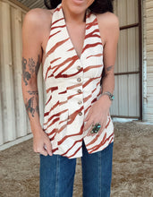 Load image into Gallery viewer, The Taupe Zebra Halter Top