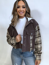 Load image into Gallery viewer, Fall Leaves Plaid Cropped Shacket