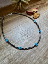 Load image into Gallery viewer, Golden Hill Turquoise &amp; Sterling Silver Pearl Necklace – 16" + Extender