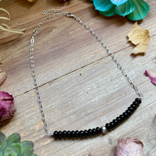Load image into Gallery viewer, 16” Black Onyx Paperclip Necklace – Sterling Silver Accent