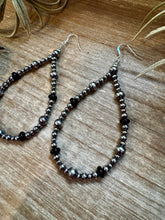 Load image into Gallery viewer, Sterling Silver Pearl &amp; Black Onyx Teardrop Earrings
