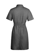 Load image into Gallery viewer, PREORDER: Fia Full Size Zip Front Short Sleeve Denim Dress Plus Size